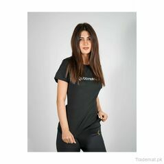 Embroidered Logo T-Shirt - Black, Women T-Shirts - Trademart.pk