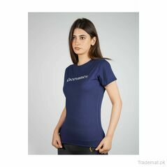 Embroidered Logo T-Shirt - Blue, Women T-Shirts - Trademart.pk