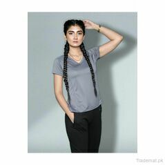 Olurun Mesh T-Shirt - Grey, Women T-Shirts - Trademart.pk