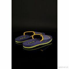 Flyfoot Men Navy & Yellow Comfortable Slippers, Slippers - Trademart.pk