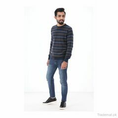 Men Level Navy Blue Sweater, Men Sweaters - Trademart.pk