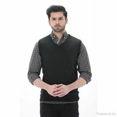 Men Level Black Sleeveless Sweater, Men Sweaters - Trademart.pk