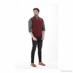 Men Level Maroon Sleeveless Sweater, Men Sweaters - Trademart.pk