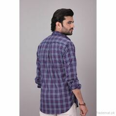 West Line Men Purple Check Cotton Casual Shirt, Men Shirts - Trademart.pk