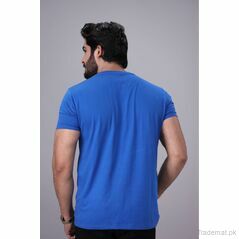 West Line Men Blue Cotton Solid Tee, Men T-Shirts - Trademart.pk