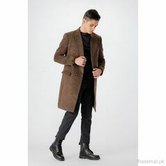 West Line Men Textured Brown Wool Overcoat,  Blazers - Trademart.pk