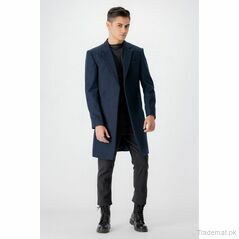 West Line Men Blue Wool Overcoat,  Blazers - Trademart.pk