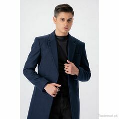 West Line Men Blue Wool Overcoat,  Blazers - Trademart.pk