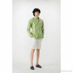 West Line Men Green Solid Cotton Casual Shirt, Men Shirts - Trademart.pk