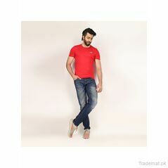 Level Men Red Solid 100% Cotton Tees, Men T-Shirts - Trademart.pk
