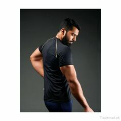 Mesh Tech Tshirt- Beige Stripe, Men T-Shirts - Trademart.pk