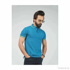 Slim Fit Polo Shirt - Aqua, Men Polos - Trademart.pk