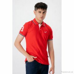 Level Men Red Tipped Polo T-Shirt, Men T-Shirts - Trademart.pk