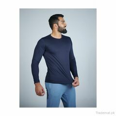 Full Sleeves Crew Neck - Navy Blue, Men T-Shirts - Trademart.pk