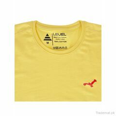 Level Men Yellow Solid 100% Cotton Tees, Men T-Shirts - Trademart.pk