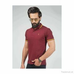 Slim Fit Polo Shirt - Maroon, Men Polos - Trademart.pk