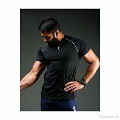 Mesh Tech Tshirt- Beige Stripe, Men T-Shirts - Trademart.pk