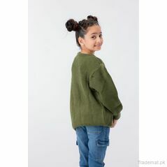 Level Girls Kids Olive Sweater, Girls Sweaters - Trademart.pk