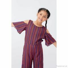 Yellow Bee Girls Multi Color Lining Jump Suits, Girls Jumpsuits - Trademart.pk
