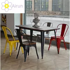 Vintage Restaurant Furniture Restaurant Wooden Top Tables with Iron Legs Dinning Table for Restaurant, Dining Tables - Trademart.pk
