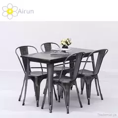 Simple Retro Style Wooden Metal Iron Frame Dining Table, Dining Tables - Trademart.pk