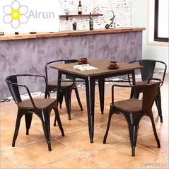 Industrial Vintage Wooden Top with Metal Frame Restaurant Cafe Dining Set Dining Table, Dining Tables - Trademart.pk