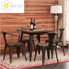 Wooden Coffee Shop Table for Outdoor and Indoor Furniture Table with Steel Frame, Dining Tables - Trademart.pk
