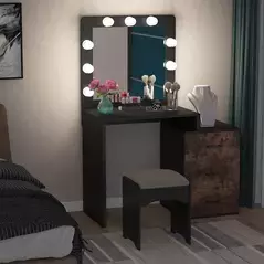 3 Drawers Makeup Dresser Dressing Table and Mirrorwith LED Lights, Dresser - Dressing Table - Trademart.pk