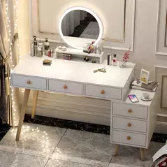 Bedroom Light Make up Drawer Dresser with Mirror Practical Movable Storage Cabinet Dresser, Dresser - Dressing Table - Trademart.pk