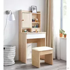 Bedroom Natural Color Makeup Dresser with Mirror and Seat., Dresser - Dressing Table - Trademart.pk