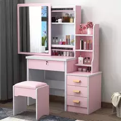 Classic Dressing Table with Mirror Makeup Vanity Dresser for Kids Girl, Dresser - Dressing Table - Trademart.pk