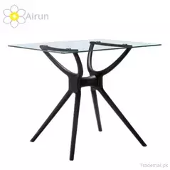 Dining Room Furniture PP Plastic Leg Tempered Glass Top Dining Table for 4 Seater, Dining Tables - Trademart.pk