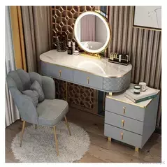 Dressing Table and Chair Set Bedroom Simple Modern LED Mirror Storage Dresser, Dresser - Dressing Table - Trademart.pk