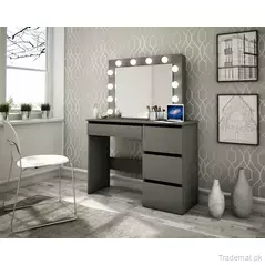 European Furniture Make up Vanity Desk LED Light Makeup Dressing Table with Mirror, Dresser - Dressing Table - Trademart.pk