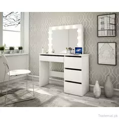 European Furniture Make up Vanity Desk LED Light Makeup Dressing Table with Mirror, Dresser - Dressing Table - Trademart.pk
