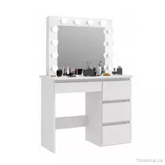 LED Mirror with Dressing Table Bulb Lights Makeup Speaker Makeup Vanity Table., Dresser - Dressing Table - Trademart.pk