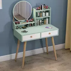 MDF Simple Multifuntion Makeup Cabinet Storsge Shelf Bedroom Vanity Drawer Dresser with LED Light Mirror Dresser, Dresser - Dressing Table - Trademart.pk