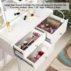 Modern Vanity Dressing Table with Sliding Mirror 3 Drawers 6 Shelves., Dresser - Dressing Table - Trademart.pk