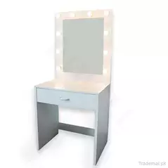 Modern Wooden Mirror Bedroom Dresser Table with LED Light., Dresser - Dressing Table - Trademart.pk