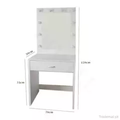 Modern Wooden Mirror Bedroom Dresser Table with LED Light., Dresser - Dressing Table - Trademart.pk