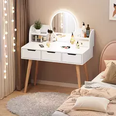 Nordic Dresser Mirrored Dressing Makeup Vanity Desk Bedroom Furniture, Dresser - Dressing Table - Trademart.pk