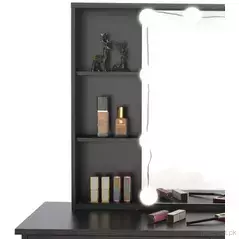 Wood Girls Mirrored Lights Dressing Table Makeup Vanity Set with Lighted Mirror., Dresser - Dressing Table - Trademart.pk