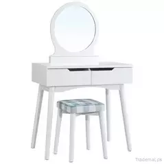 Bedroom Furniture Modern Nordic Style Dressing Table with Mirror and Stool, Dresser - Dressing Table - Trademart.pk