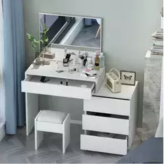Home Furniture Nordic Wooden Bedroom Small Girl Dressing Table with Mirror and Stool, Dresser - Dressing Table - Trademart.pk