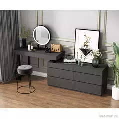 Modern Bedroom Dresser 6 Drawers Dresser Table Makeup Dresser with Mirror, Dresser - Dressing Table - Trademart.pk