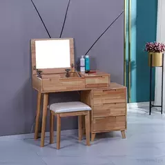 Modern Nordic Style Vanity Set Makeup Dressing Table with Flip Top Mirror Cushioned Stool, Dresser - Dressing Table - Trademart.pk