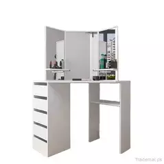 Modern Schminktisch Wooden White Black Bedroom Corner Storage Makeup Dressing Table with Mirror, Dresser - Dressing Table - Trademart.pk