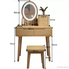 Modern Simple Scandinavian Nordic Dressing Table with Mirror and Stool for Bedroom, Dresser - Dressing Table - Trademart.pk