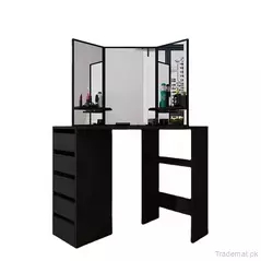 Modern Small Wooden Bedroom Corner Vanity Table with Drawers, Dresser - Dressing Table - Trademart.pk
