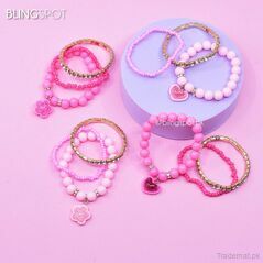 Pink Flower & Heart - Kids Bracelet, Bracelets - Trademart.pk